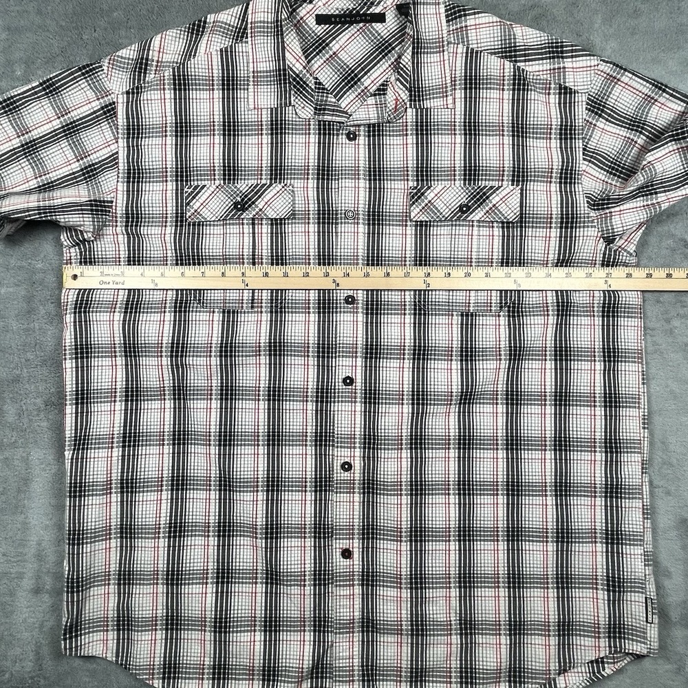 Sean John Shirt Men's Big Tall 3XB 3XL Red Black White Plaid Short Sleeve Button - Picture 5 of 7